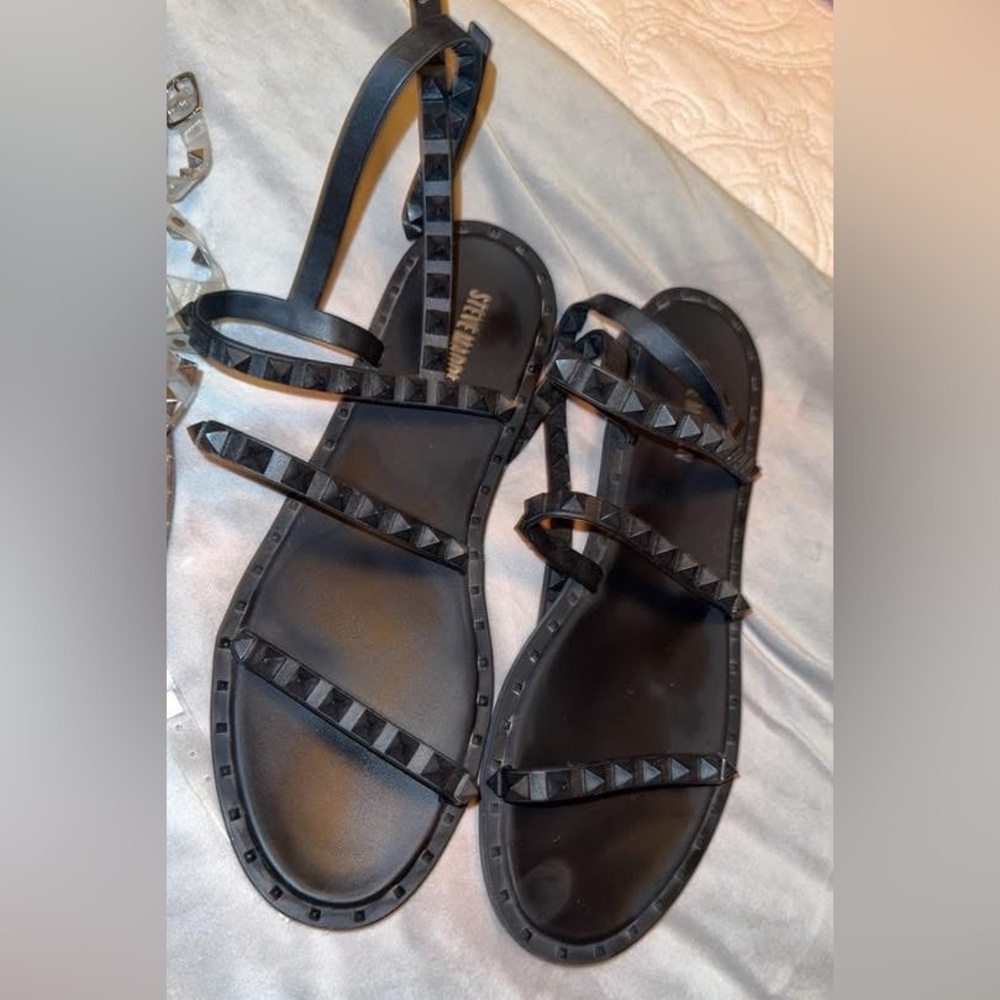 Black Studded Steve Madden sandals like new!
